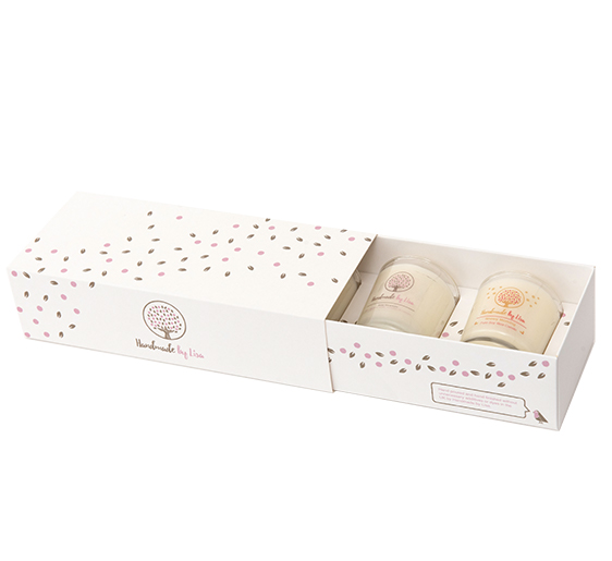 matchbox sleeve and tray with insert for candles retail box open